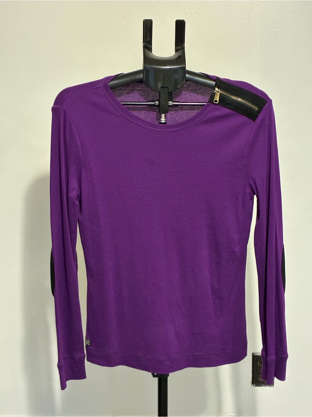 LRL Lauren Jeans Co. Ralph Lauren Dark purple long-sleeve tee with elbow patches